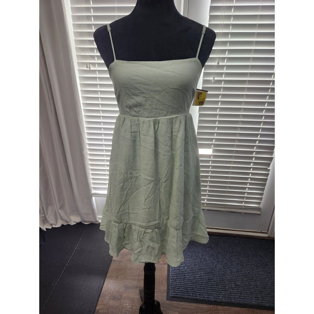 Love Tree Sage Green Open-Back Mini Dress - Size L